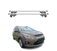 OMAC Barras portaequipajes básicas compatibles con Ford C-Max 2010-2015, 90 kg, aluminio plateado, 2 piezas