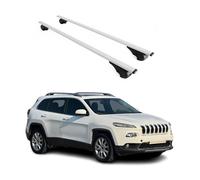 OMAC Barras portaequipajes básicas compatibles con Jeep Cherokee KL 2014-2018 Pre-FL de metal 75 kg, color plateado, 2 piezas, para portabicicletas, cajas de techo, portaesquís, con cerradura