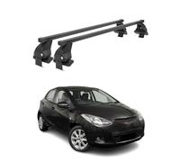 OMAC Barras portaequipajes básicas compatibles con Mazda 2 2007-2014, 50 kg, acero, color negro, 2 piezas