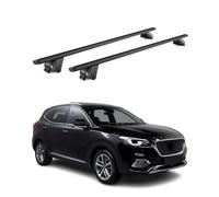 OMAC Barras portaequipajes básicas compatibles con MG HS 2018-2025 de aluminio ABE 100 kg, color negro, 2 piezas, rieles cerrados para portabicicletas, cajas de techo, portaesquís, portaesquís, con