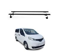 OMAC Barras portaequipajes básicas compatibles con Nissan NV200 2009 - 2021, acero, 75 kg, color negro, 2 piezas, puntos de fijación para portabicicletas, cajas de techo, portaesquís
