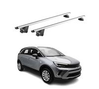 OMAC Barras portaequipajes básicas compatibles con Opel Crossland Grandland X 2017-2025 de aluminio ABE 100 kg, plata, 2 piezas, rieles cerrados para portabicicletas, cajas de techo, portaesquís