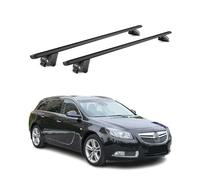 OMAC Barras portaequipajes básicas compatibles con Opel Insignia A B Kombi 2008-2022 de aluminio ABE 100 kg, color negro, 2 piezas, rieles cerrados para portabicicletas, cajas de techo, portaesquís