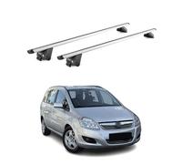 OMAC Barras portaequipajes básicas compatibles con Opel Zafira B 2008-2011 FL aluminio ABE 100 kg plata 2 piezas cerradas para portabicicletas, cajas de techo, portaesquís, portaesquís y con cerradura