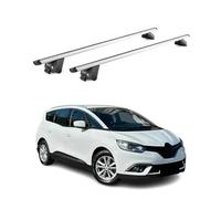 OMAC Barras portaequipajes básicas compatibles con Renault Grand Scenic mk4 2017-2022, aluminio ABE, 100 kg, plata, 2 piezas, rieles cerrados para portabicicletas, cajas de techo, portaesquís