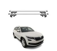 OMAC Barras portaequipajes básicas compatibles con Skoda Kodiaq 2017-2023, 90 kg, aluminio plateado, 2 piezas