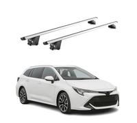 OMAC Barras portaequipajes básicas compatibles con Toyota Corolla Kombi E210 2018-2025, aluminio ABE, 100 kg, plata, 2 piezas, rieles cerrados para portabicicletas, cajas de techo, portaesquís