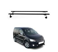 OMAC Barras portaequipajes básicas compatibles con VW Caddy 2004 - 2015, acero, 75 kg, color negro, 2 piezas, puntos de fijación para portabicicletas, cajas de techo, portaesquís