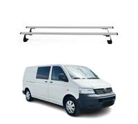 OMAC Barras portaequipajes básicas compatibles con VW Caravelle T5 2003 - 2015, acero, 75 kg, plata, 2 piezas, puntos de fijación para portabicicletas, cajas de techo, portaesquís