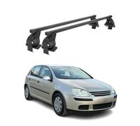 OMAC Barras portaequipajes básicas compatibles con VW Golf 2003 - 2008, 5 puertas, 50 kg, acero, color negro, 2 piezas