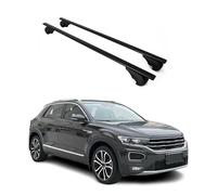 OMAC Barras portaequipajes básicas compatibles con VW T-ROC 2017-2025, metal, 75 kg, color negro, 2 piezas, para portabicicletas, cajas de techo, portaesquís, con cerradura