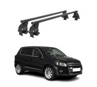 OMAC Barras portaequipajes básicas compatibles con VW Tiguan MK1 2007-2011 Pre-FL 50 kg, color negro, 2 unidades