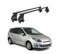 OMAC Barras portaequipajes compatibles con Renault Scenic mk3 2009-2013 Pre-FL 50 kg de acero negro 2X