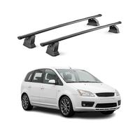 OMAC Barras portaequipajes de acero para Ford C-Max I 2003 - 2010 - TÜV/DIN 75302:2019 - con cerradura - máx. 75 kg - 2 barras - negro