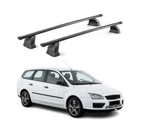 OMAC Barras portaequipajes de acero para Ford Focus II Estate 2005 - 2010 - TÜV/DIN 75302:2019 - con cerradura - máx. 75 kg - 2 barras - negro
