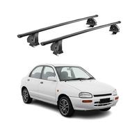 OMAC Barras portaequipajes de acero para Mazda 121 1996-2002 de 5 puertas, TÜV/DIN 75302:2019, con cerradura, máx. 75 kg, 2 barras, color negro