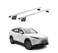 OMAC Barras portaequipajes de aluminio homologadas por TÜV para Omoda 7 2025-2026 - para rieles de techo integrados - ranura T - Max 100 kg - 2 cerraduras plateadas