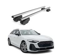 OMAC Barras portaequipajes de aluminio para Audi A5 B10 Avant 2025 - 2026 - City Crash - ISO/PAS 11154:2006 - Se puede cerrar - máx. 75 kg - 2 barras plateadas