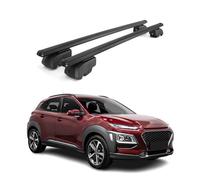 OMAC Barras portaequipajes de aluminio para Hyundai Kona I 2018 - 2023 - City Crash - ISO/PAS 11154:2006 - con cerradura - máx. 75 kg - 2 barras negras