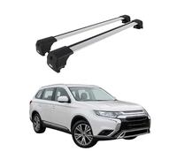 OMAC Barras portaequipajes de aluminio para Mitsubishi Outlander III 2013 - 2021 - City Crash - ISO/PAS 11154:2006 - con cerradura - máx. 75 kg - 2 barras plateadas