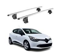 OMAC Barras portaequipajes de aluminio para Renault Clio IV 2012 - 2019 - TÜV/DIN 75302:2019 - con cerradura - ranura en T - Máximo 75 kg - 2 barras - Plata