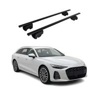 OMAC Barras portaequipajes transversales para Audi A6 C9 Avant 2025 - 2026 - City Crash probado - ISO PAS 11154:2006 - Se puede cerrar - Max 75 kg - 2 barras negras