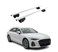 OMAC Barras portaequipajes transversales para Audi A6 C9 Avant 2025 - 2026 - TÜV/DIN 75302:2019 - con cerradura - Máximo 75 kg - 2 barras plateadas
