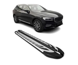 OMAC Estribos Laterales Faldones Seitenbretter Compatible con Volvo XC60 2018-2026 Negro-Plata ALU