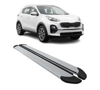 OMAC Estribos Laterales Seitenbretter Compatible con Kia Sportage 2015-2021 Aluminio Plata Seitenbretter 2X