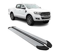 OMAC Faldones Laterales Estribos Laterales Compatibles con Ford Ranger Double Cab 2012-2022 ALU Plata