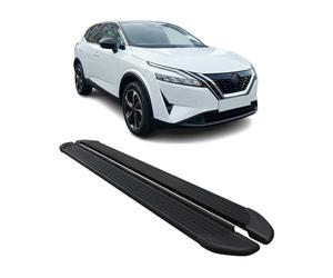 OMAC Faldones Laterales Estribos Laterales Schweller Compatible con Nissan Qashqai III J12 2021-2026 Aluminio Negro