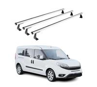 OMAC Heavy Duty Barras de Techo Transversales Compatibles con FIAT Doblo II 2010-2021 - 3 Stangen - Aluminio Plata