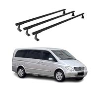 OMAC Heavy Duty Barras de Techo Transversales Compatibles con Mercedes Vito W639 2003-2014 - 3 Stangen - Aluminio Negro