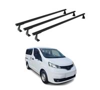 OMAC Heavy Duty Barras de Techo Transversales Compatibles con Nissan NV200 2009-2020 - 3 Stangen - Aluminio Negro