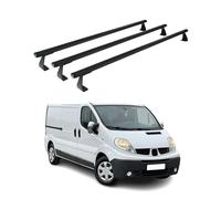 OMAC Heavy Duty Barras de Techo Transversales Compatibles con Opel Vivaro A 2001-2014 - 3 Stangen - Aluminio Negro