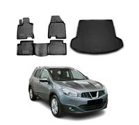 OMAC Juego de alfombrillas y bandeja para maletero compatibles con Nissan Qashqai +2 2008-2014 TPE negro