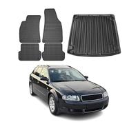 OMAC Juego de Alfombrillas y Protector de Maletero Compatible con Audi A4 Avant B6 8E5 2001-2004 Goma TPE Negro