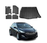 OMAC Juego de Alfombrillas y Protector de Maletero Compatible con Hyundai i30 Kombi 2012-2024 Goma TPE Negro