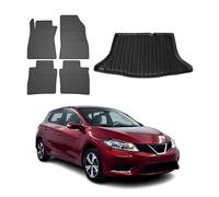 OMAC Juego de Alfombrillas y Protector de Maletero Compatible con Nissan Pulsar 2014-2024 Goma TPE Negro