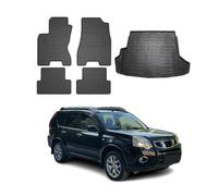 OMAC Juego de Alfombrillas y Protector de Maletero Compatible con Nissan X-Trail T31 2007-2014 Goma TPE Negro