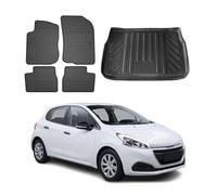 OMAC Juego de Alfombrillas y Protector de Maletero Compatible con Peugeot 208 2012-2024 Goma TPE Negro