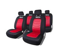 OMAC SPARCO Fundas para asientos de coche, cojín para asiento, fundas para asientos universales, rojo, delantero y trasero