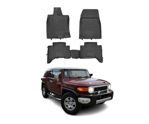 OMAC USA Set completo personalizado para todo tipo de clima, Alfombras de Coche, Tapete de goma negra moldeada 3D para piso para Toyota FJ Cruiser 2006-2014
