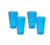 omada Design 4 vasos para bebidas 50 cl, transparente y de color, Diamond Line