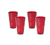Omada Design 4 vasos para bebidas 50 cl, transparente y de color, Diamond Line