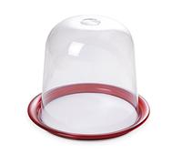 Omada Design Bandeja para tartas, panettone, de 25 cm en el interior y 33 cm en el exterior, cúpula conserva frescura, desmontable, apilable, apta para lavavajillas, Línea Trendy (Rojo rubí)