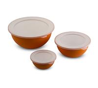 Omada Design - Juego de 3 cuencos con tapa (0,5 l - 1,5 l - 3,5 l) Interior blanco y exterior colorido, Microban antibacteriano, línea Sanaliving