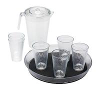 Omada Design Juego de 6 Vasos de Cóctel/Bebida 400 ml, con Bandeja y Jarra de 2,1 L, Línea Samba