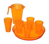 Omada Design Juego de 6 Vasos de Cóctel/Bebida 400 ml, con Bandeja y Jarra de 2,1 L, Línea Samba