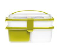 Omada Design Lunch Box de 1 L + 2 L con cubiertos, porta comida rectangular antibacteriano, fabricado en Italia, línea Sanaliving
